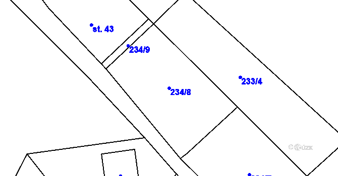 Parcela st. 234/8 v KÚ Zábludov, Katastrální mapa