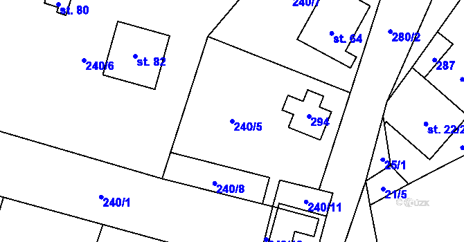 Parcela st. 240/5 v KÚ Zábludov, Katastrální mapa