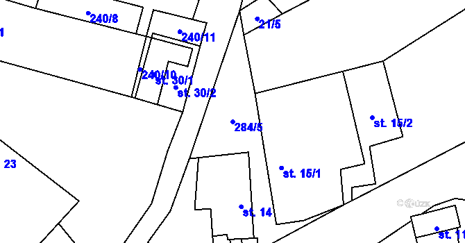 Parcela st. 284/5 v KÚ Zábludov, Katastrální mapa
