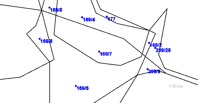Parcela st. 169/7 v KÚ Zábludov, Katastrální mapa