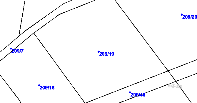 Parcela st. 209/19 v KÚ Zábludov, Katastrální mapa