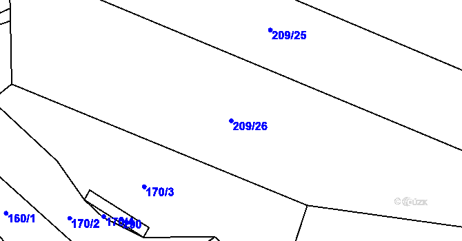 Parcela st. 209/26 v KÚ Zábludov, Katastrální mapa