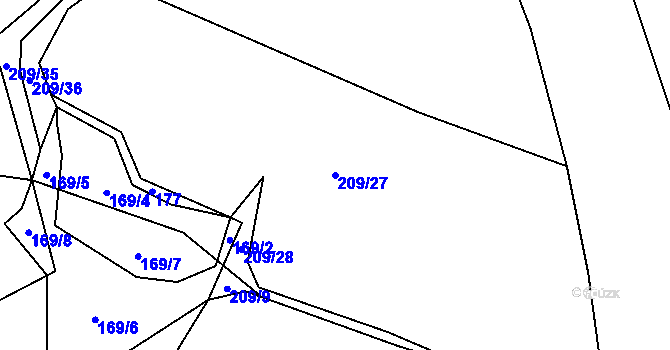 Parcela st. 209/27 v KÚ Zábludov, Katastrální mapa