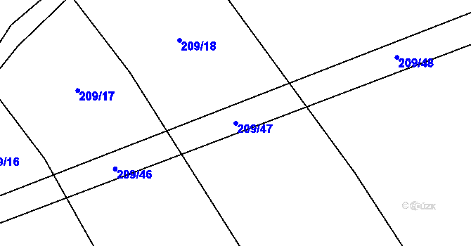 Parcela st. 209/47 v KÚ Zábludov, Katastrální mapa