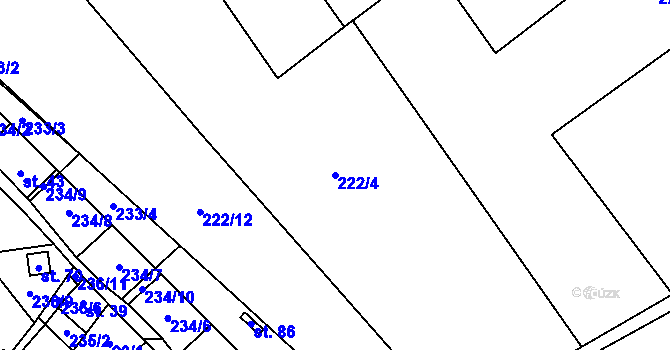 Parcela st. 222/4 v KÚ Zábludov, Katastrální mapa