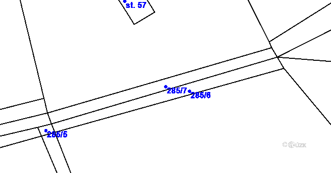 Parcela st. 285/7 v KÚ Zábludov, Katastrální mapa