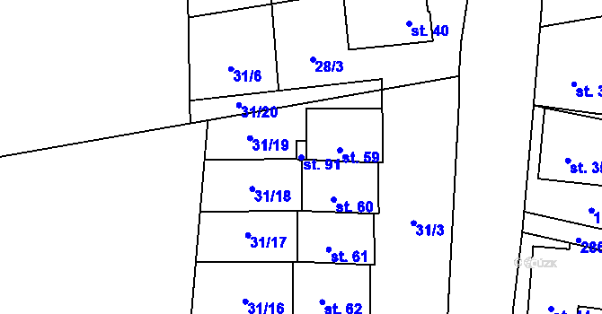 Parcela st. 91 v KÚ Zábludov, Katastrální mapa