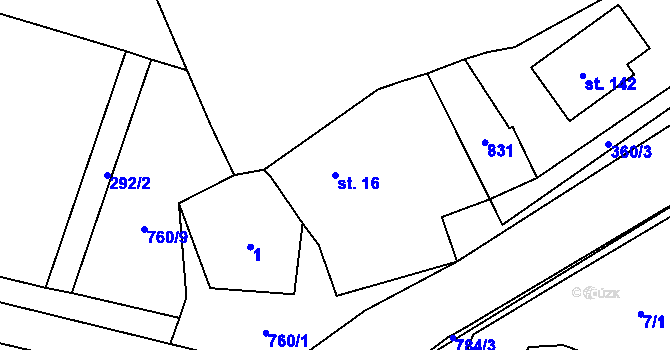 Parcela st. 16 v KÚ Záborná, Katastrální mapa