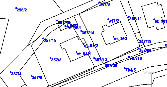 Parcela st. 94/2 v KÚ Záborná, Katastrální mapa