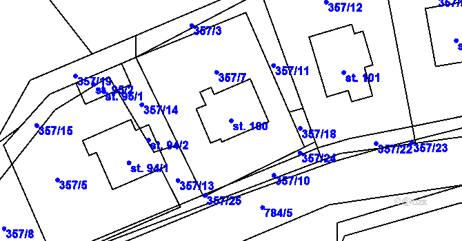 Parcela st. 100 v KÚ Záborná, Katastrální mapa
