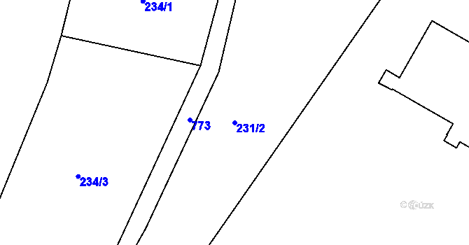 Parcela st. 231/2 v KÚ Záborná, Katastrální mapa