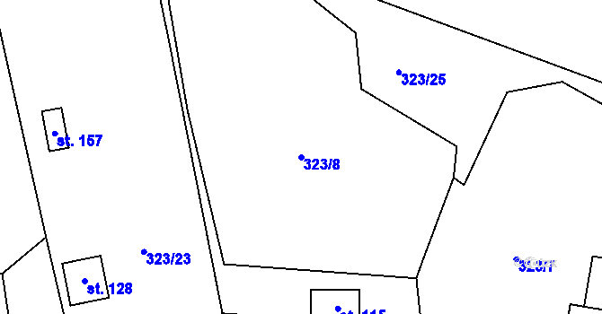 Parcela st. 323/8 v KÚ Záborná, Katastrální mapa