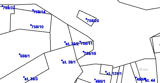 Parcela st. 758/11 v KÚ Záborná, Katastrální mapa