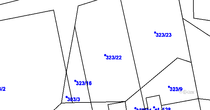 Parcela st. 323/22 v KÚ Záborná, Katastrální mapa