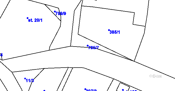 Parcela st. 785/7 v KÚ Záborná, Katastrální mapa