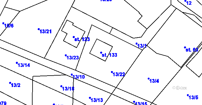 Parcela st. 133 v KÚ Záborná, Katastrální mapa