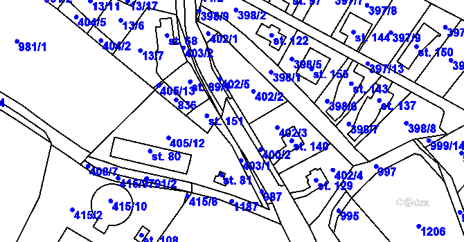 Parcela st. 761/27 v KÚ Záborná, Katastrální mapa