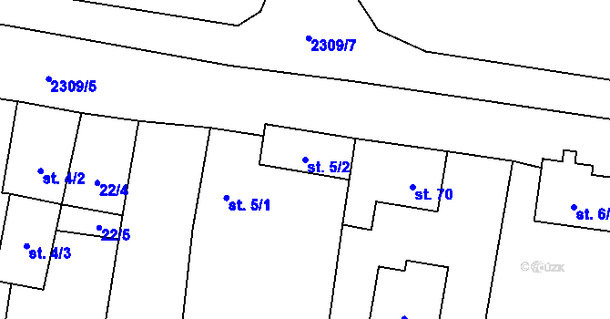 Parcela st. 5/2 v KÚ Lipanovice, Katastrální mapa