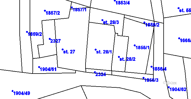 Parcela st. 28/1 v KÚ Lipanovice, Katastrální mapa