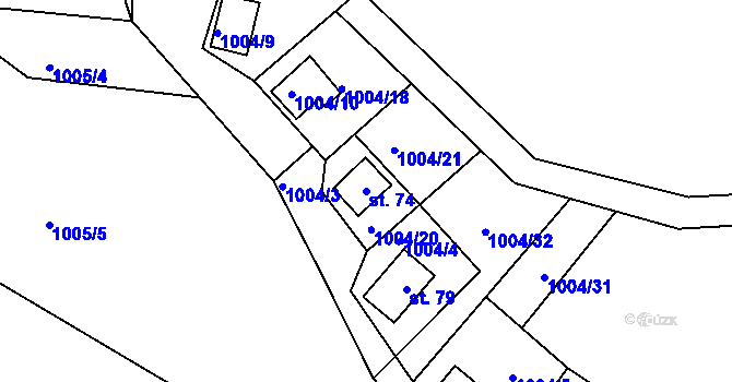 Parcela st. 74 v KÚ Lipanovice, Katastrální mapa