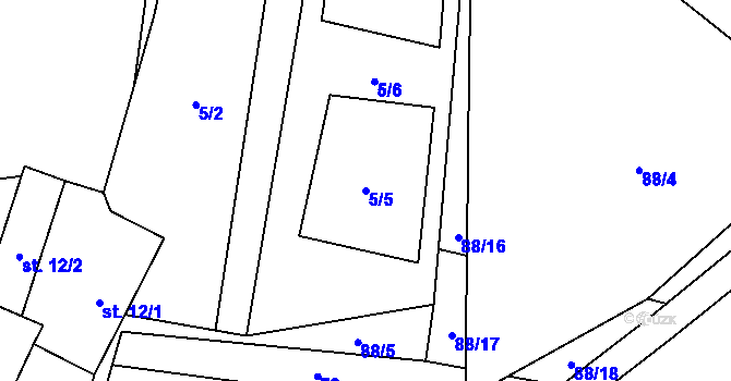 Parcela st. 5/5 v KÚ Lipanovice, Katastrální mapa