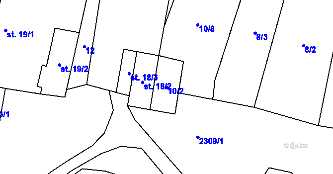 Parcela st. 10/2 v KÚ Lipanovice, Katastrální mapa