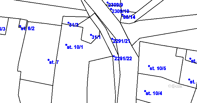 Parcela st. 31/2 v KÚ Lipanovice, Katastrální mapa