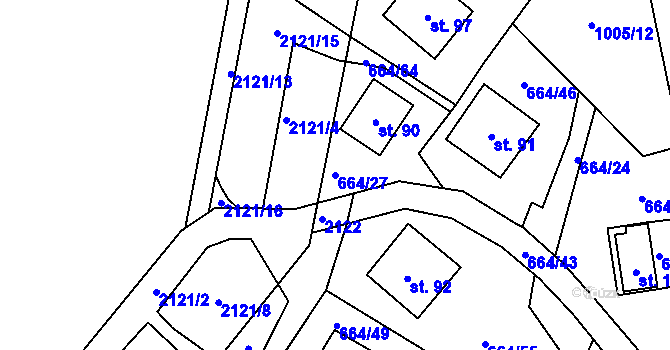 Parcela st. 664/27 v KÚ Lipanovice, Katastrální mapa