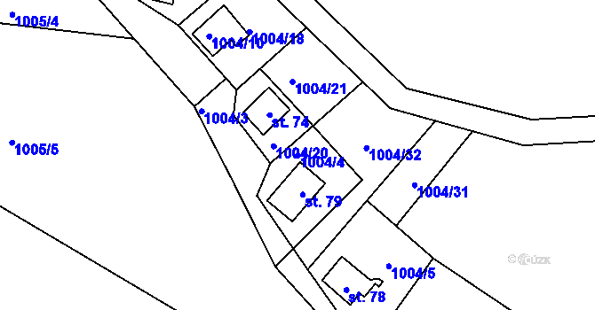 Parcela st. 1004/4 v KÚ Lipanovice, Katastrální mapa
