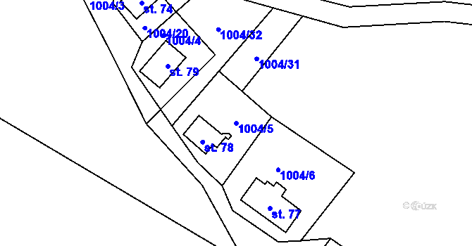 Parcela st. 1004/5 v KÚ Lipanovice, Katastrální mapa