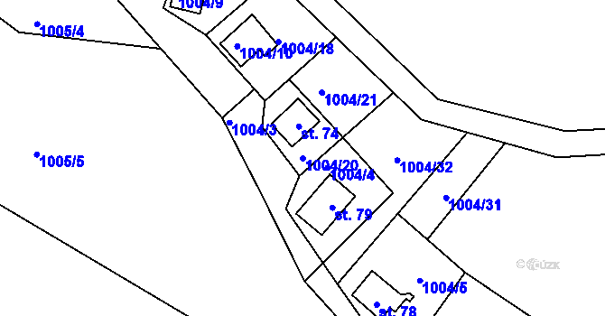Parcela st. 1004/20 v KÚ Lipanovice, Katastrální mapa