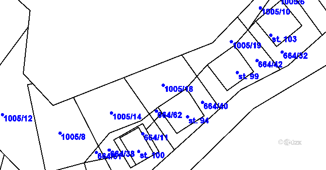 Parcela st. 1005/18 v KÚ Lipanovice, Katastrální mapa