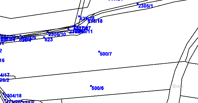 Parcela st. 500/7 v KÚ Lipanovice, Katastrální mapa