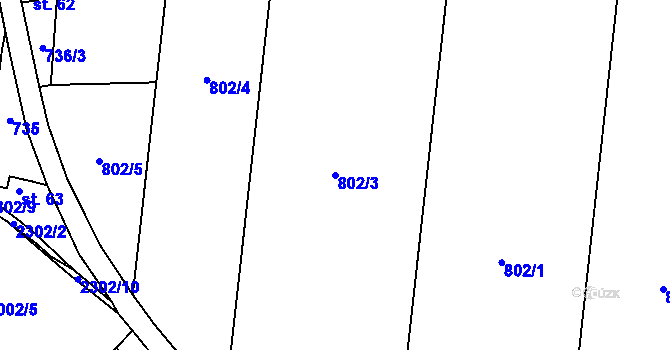 Parcela st. 802/3 v KÚ Lipanovice, Katastrální mapa