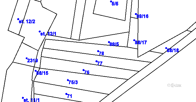 Parcela st. 78 v KÚ Lipanovice, Katastrální mapa