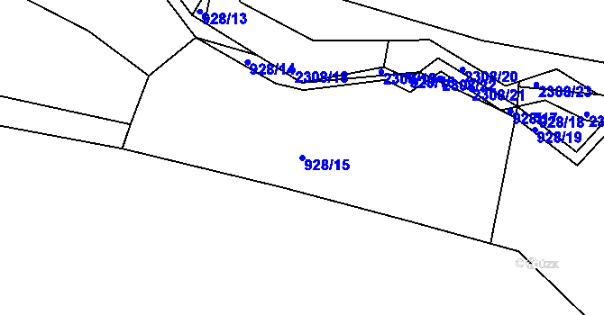 Parcela st. 928/15 v KÚ Lipanovice, Katastrální mapa