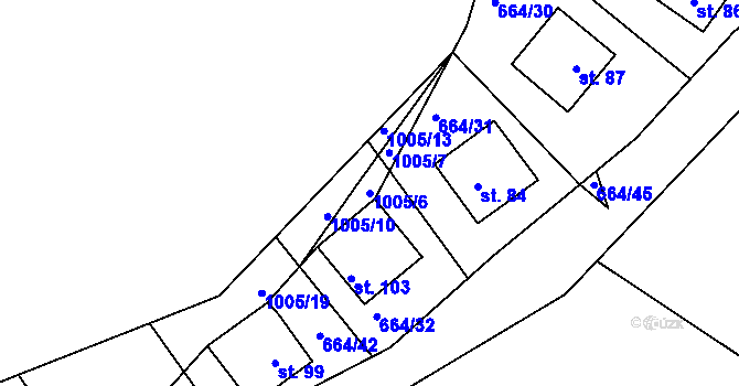 Parcela st. 1005/6 v KÚ Lipanovice, Katastrální mapa