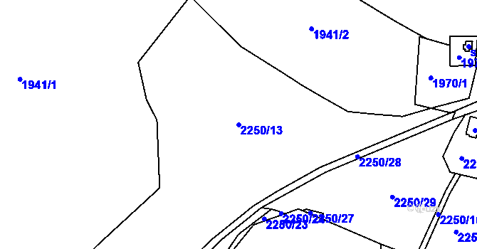Parcela st. 2250/13 v KÚ Lipanovice, Katastrální mapa