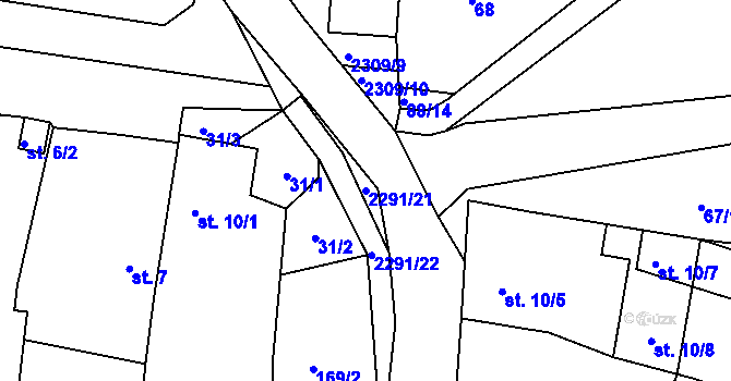 Parcela st. 2291/21 v KÚ Lipanovice, Katastrální mapa