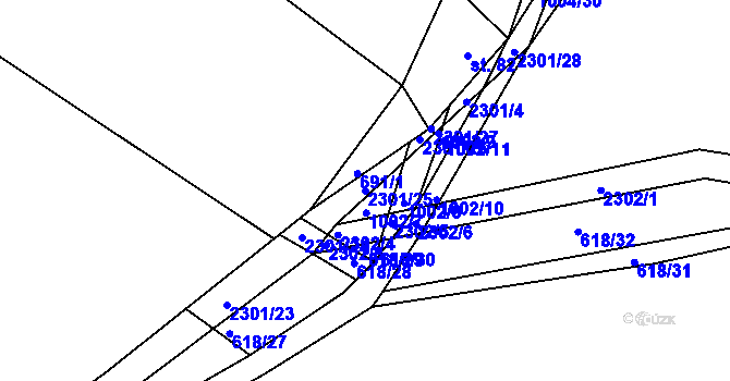 Parcela st. 2301/25 v KÚ Lipanovice, Katastrální mapa