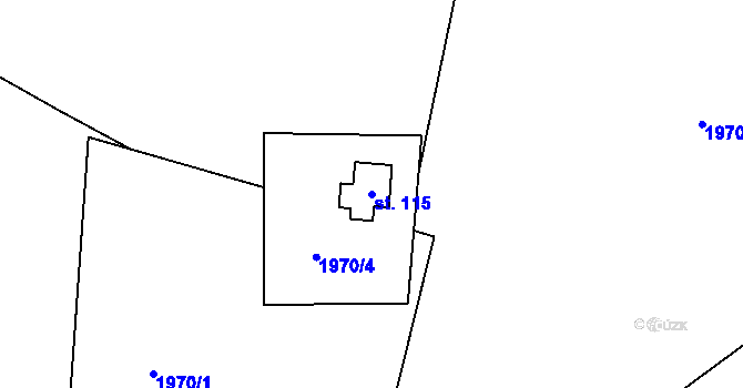 Parcela st. 115 v KÚ Lipanovice, Katastrální mapa
