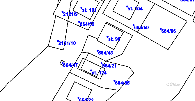Parcela st. 664/48 v KÚ Lipanovice, Katastrální mapa