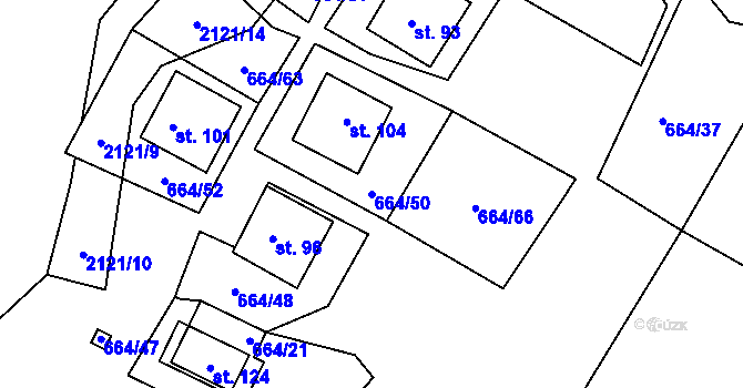 Parcela st. 664/50 v KÚ Lipanovice, Katastrální mapa