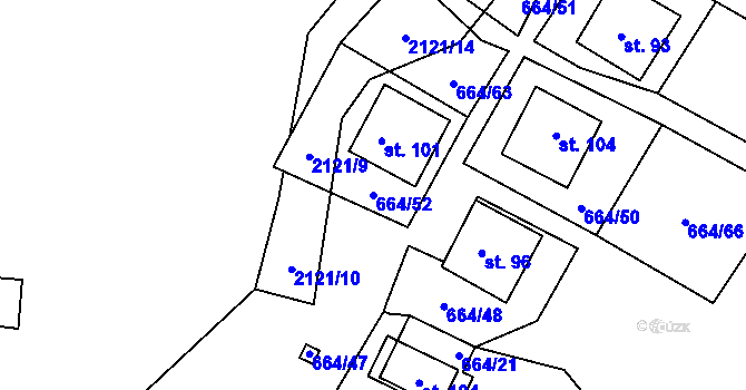 Parcela st. 664/52 v KÚ Lipanovice, Katastrální mapa