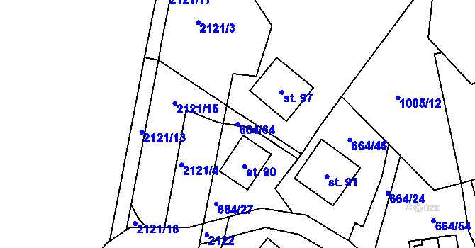 Parcela st. 664/64 v KÚ Lipanovice, Katastrální mapa