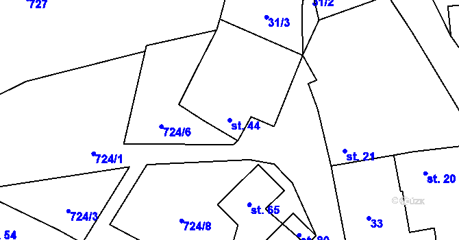 Parcela st. 44 v KÚ Bratronice, Katastrální mapa