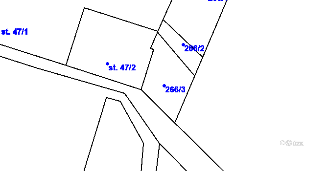 Parcela st. 266/3 v KÚ Bratronice, Katastrální mapa