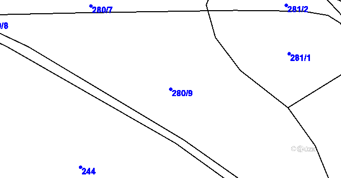 Parcela st. 280/9 v KÚ Bratronice, Katastrální mapa