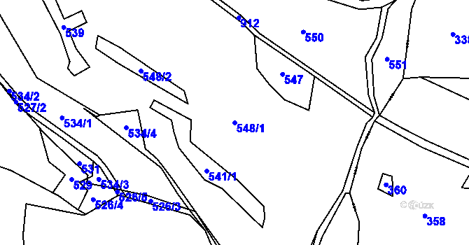 Parcela st. 548/1 v KÚ Bratronice, Katastrální mapa