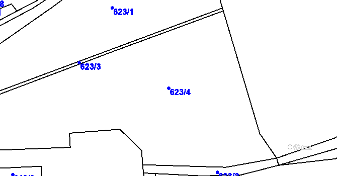 Parcela st. 623/4 v KÚ Bratronice, Katastrální mapa
